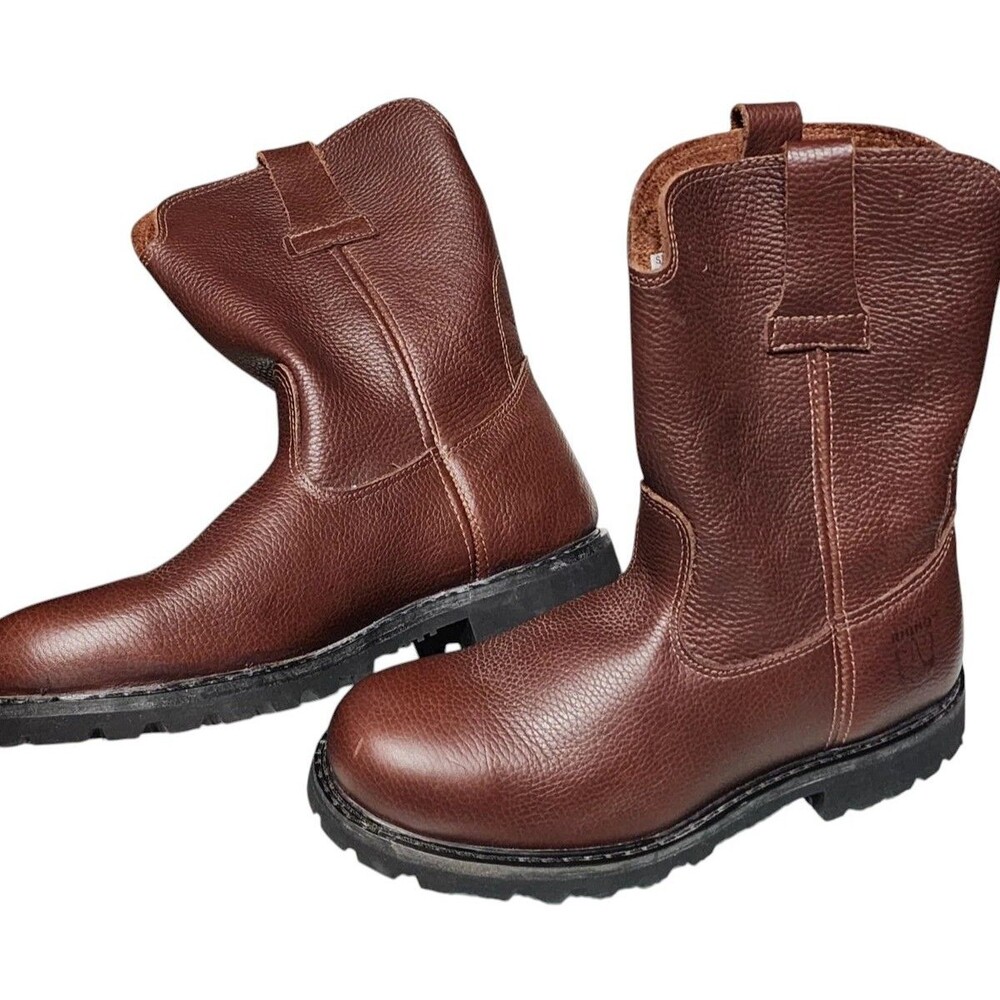 Rhino Leather Work Roper Brown Size 10 Pull On Wellington